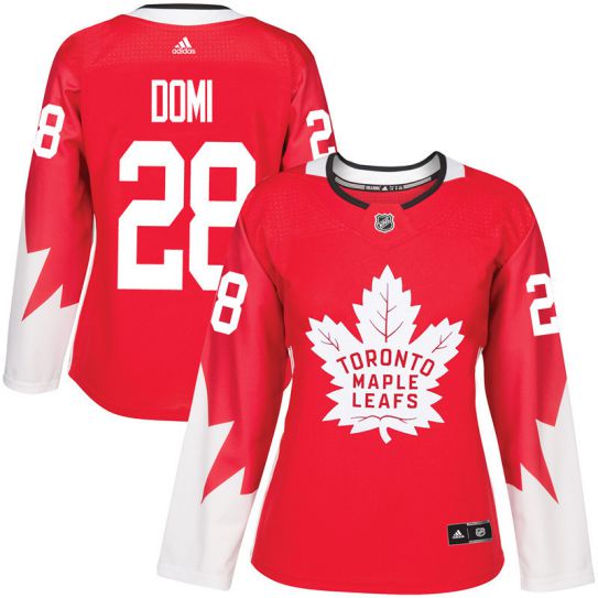2017 NHL Toronto Maple Leafs women #28 Tie Domi red jersey->women nhl jersey->Women Jersey